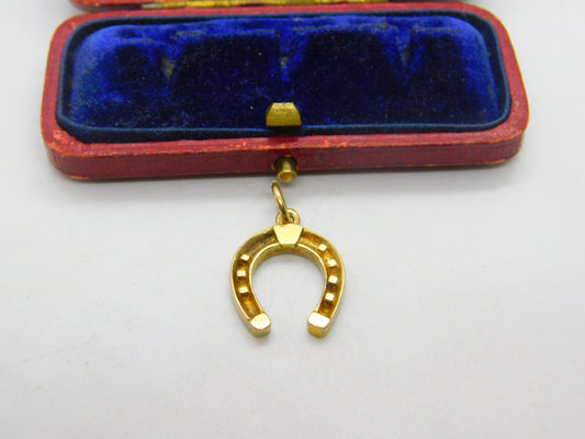 9ct Yellow Gold Good Luck Horseshoe Charm Pendant 1971 Birmingham Vintage