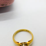 Victorian Yellow Gold & 0.3ct White Sapphire Band Ring Antique c1880 H 1/2 UK