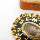 9ct Gold Cased & Black Enamel In Memory Of Mourning Brooch c1880 Antique