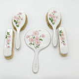 Sterling Silver & Floral Guilloche Enamel 5-Piece Vanity Set Mid-Century 1957