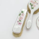 Sterling Silver & Floral Guilloche Enamel 5-Piece Vanity Set Mid-Century 1957
