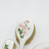Sterling Silver & Floral Guilloche Enamel 5-Piece Vanity Set Mid-Century 1957