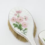 Sterling Silver & Floral Guilloche Enamel 5-Piece Vanity Set Mid-Century 1957