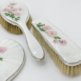 Sterling Silver & Floral Guilloche Enamel 5-Piece Vanity Set Mid-Century 1957