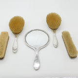 Sterling Silver & Floral Guilloche Enamel 5-Piece Vanity Set Mid-Century 1957