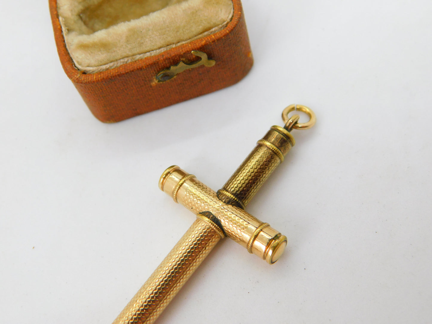 Victorian Rolled Gold Sword Shape Propelling Pencil Fob Pendant Antique c1880