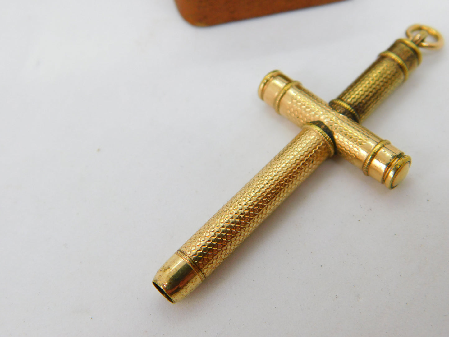 Victorian Rolled Gold Sword Shape Propelling Pencil Fob Pendant Antique c1880