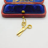 9ct Yellow Gold Pair of Scissors Charm Pendant Vintage c1970 Articulated