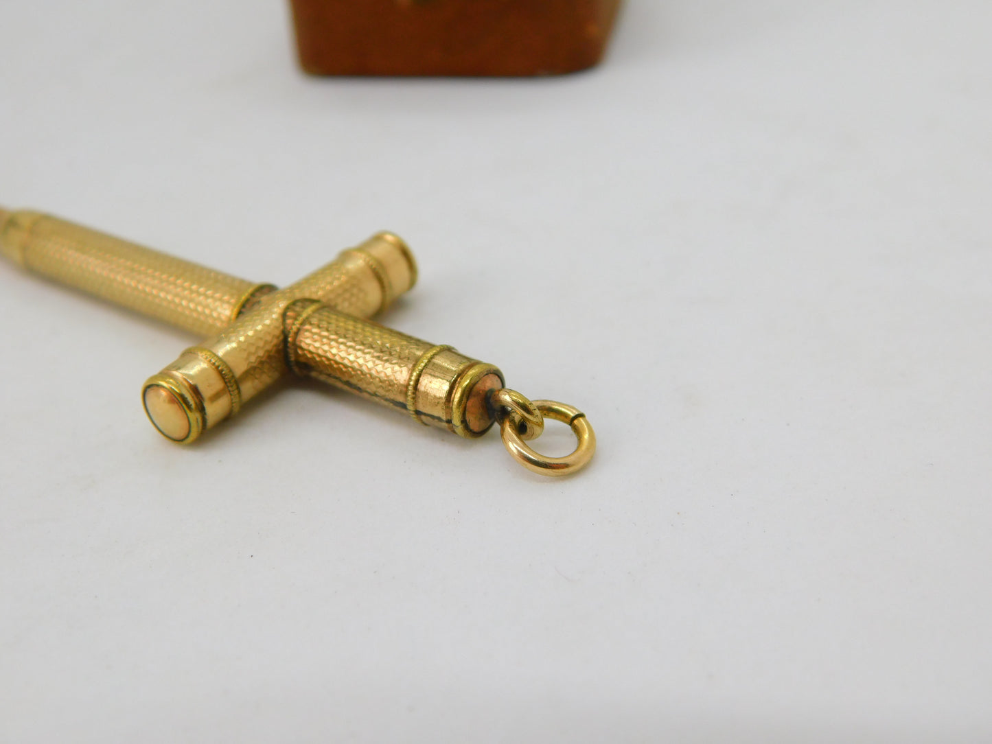 Victorian Rolled Gold Sword Shape Propelling Pencil Fob Pendant Antique c1880