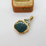 Victorian 9ct Rose Gold, Bloodstone & Sardonyx Spinner Fob Pendant Antique