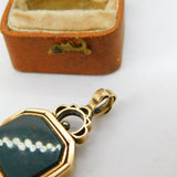 Victorian 9ct Rose Gold, Bloodstone & Sardonyx Spinner Fob Pendant Antique