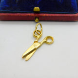 9ct Yellow Gold Pair of Scissors Charm Pendant Vintage c1970 Articulated