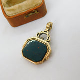 Victorian 9ct Rose Gold, Bloodstone & Sardonyx Spinner Fob Pendant Antique