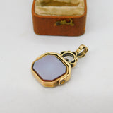 Victorian 9ct Rose Gold, Bloodstone & Sardonyx Spinner Fob Pendant Antique