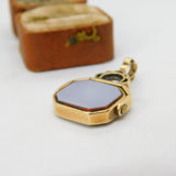 Victorian 9ct Rose Gold, Bloodstone & Sardonyx Spinner Fob Pendant Antique