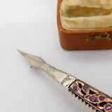 18th Century Mughal Sterling Silver Gilt Natural 2ct Ruby Turban Pin Brooch