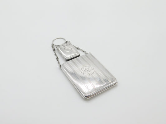 Rare Sterling Silver Double Cigarette & Vesta Case Kit Antique 1916 Birmingham