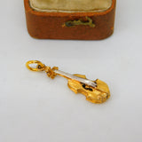 CHIM 9ct Yellow Gold Violin Musical Charm Pendant Vintage 1969 London