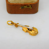 CHIM 9ct Yellow Gold Violin Musical Charm Pendant Vintage 1969 London