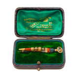 Victorian Boxed 9ct Gold, Bloodstone & Citrine Scottish Dirk Brooch Antique