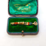 Victorian Boxed 9ct Gold, Bloodstone & Citrine Scottish Dirk Brooch Antique