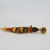 Victorian Boxed 9ct Gold, Bloodstone & Citrine Scottish Dirk Brooch Antique