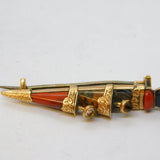 Victorian Boxed 9ct Gold, Bloodstone & Citrine Scottish Dirk Brooch Antique