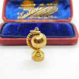 9ct Yellow Gold Rotating Globe Charm or Pendant Vintage 1965 London