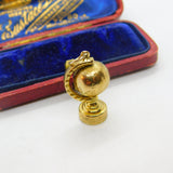 9ct Yellow Gold Rotating Globe Charm or Pendant Vintage 1965 London