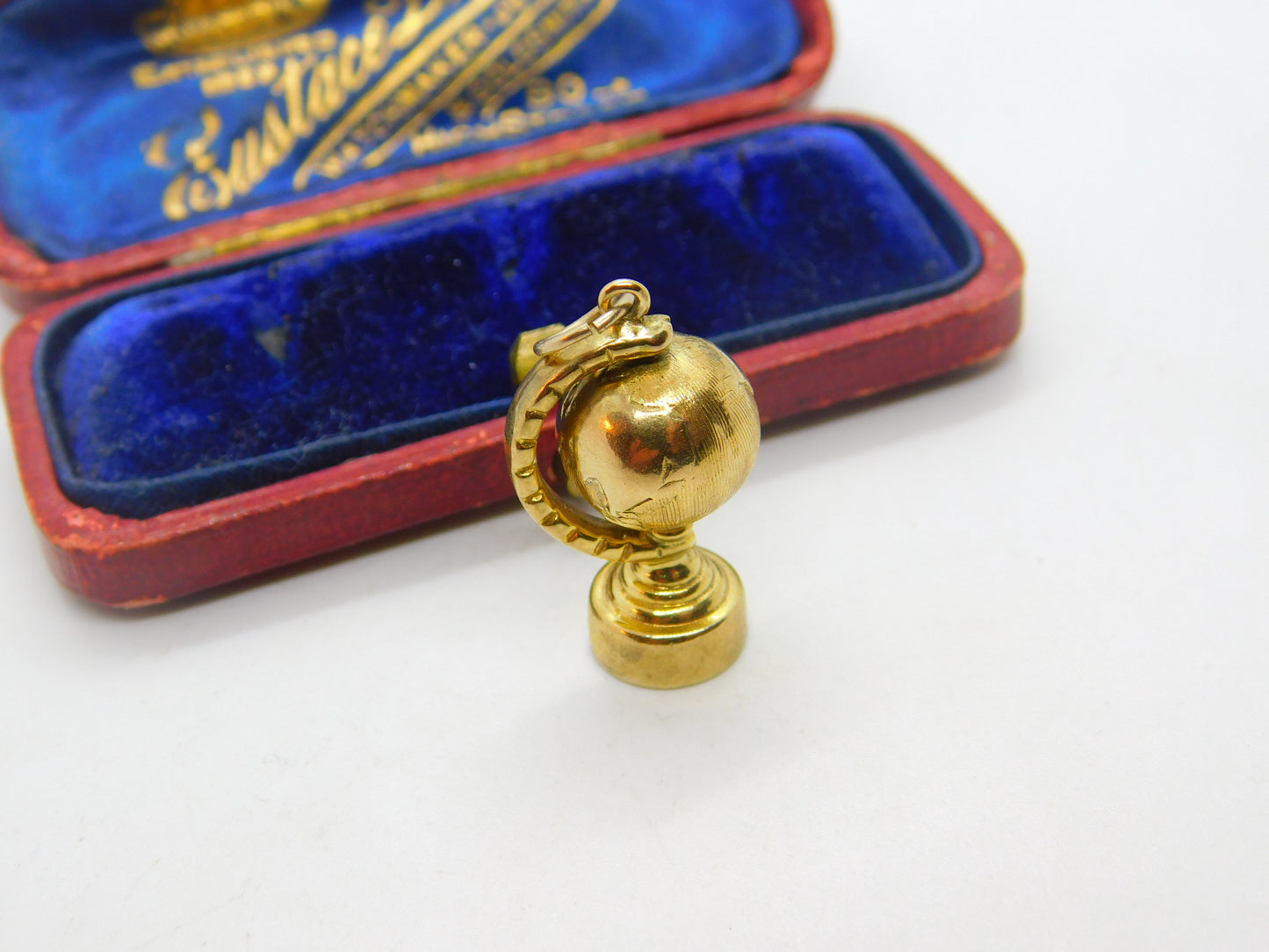 9ct Yellow Gold Rotating Globe Charm or Pendant Vintage 1965 London