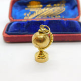 9ct Yellow Gold Rotating Globe Charm or Pendant Vintage 1965 London