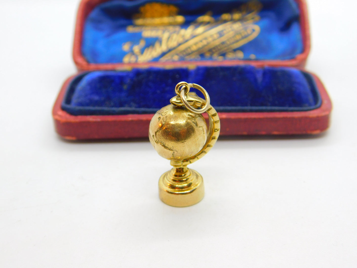 9ct Yellow Gold Rotating Globe Charm or Pendant Vintage 1965 London