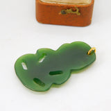 New Zealand Nephrite Green Jade Maori Tiki Pendant Antique c1920 Art Deco