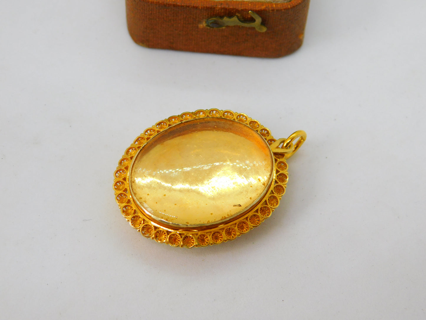 Indian 22ct Yellow Gold Painted Double Locket Pendant 'Buland Darwaza' c1800 Antique