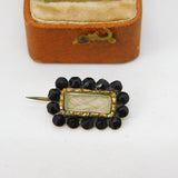 Georgian 9ct Gold, Whitby Jet Woven Hair Mourning Brooch c1820 Antique