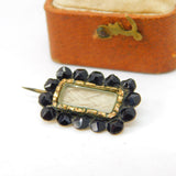 Georgian 9ct Gold, Whitby Jet Woven Hair Mourning Brooch c1820 Antique