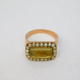 George III 12ct Rose Gold, Seed Pearl & Citrine Set Mourning Ring Antique c1800
