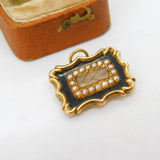 Georgian 9ct Gold, Seed Pearl, Enamel & Hair Mourning Brooch Antique c1820