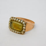 George III 12ct Rose Gold, Seed Pearl & Citrine Set Mourning Ring Antique c1800