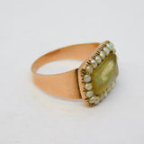 George III 12ct Rose Gold, Seed Pearl & Citrine Set Mourning Ring Antique c1800