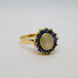 14ct Gold, White Star Sapphire & Blue Sapphire Cluster Ring Vintage c1960