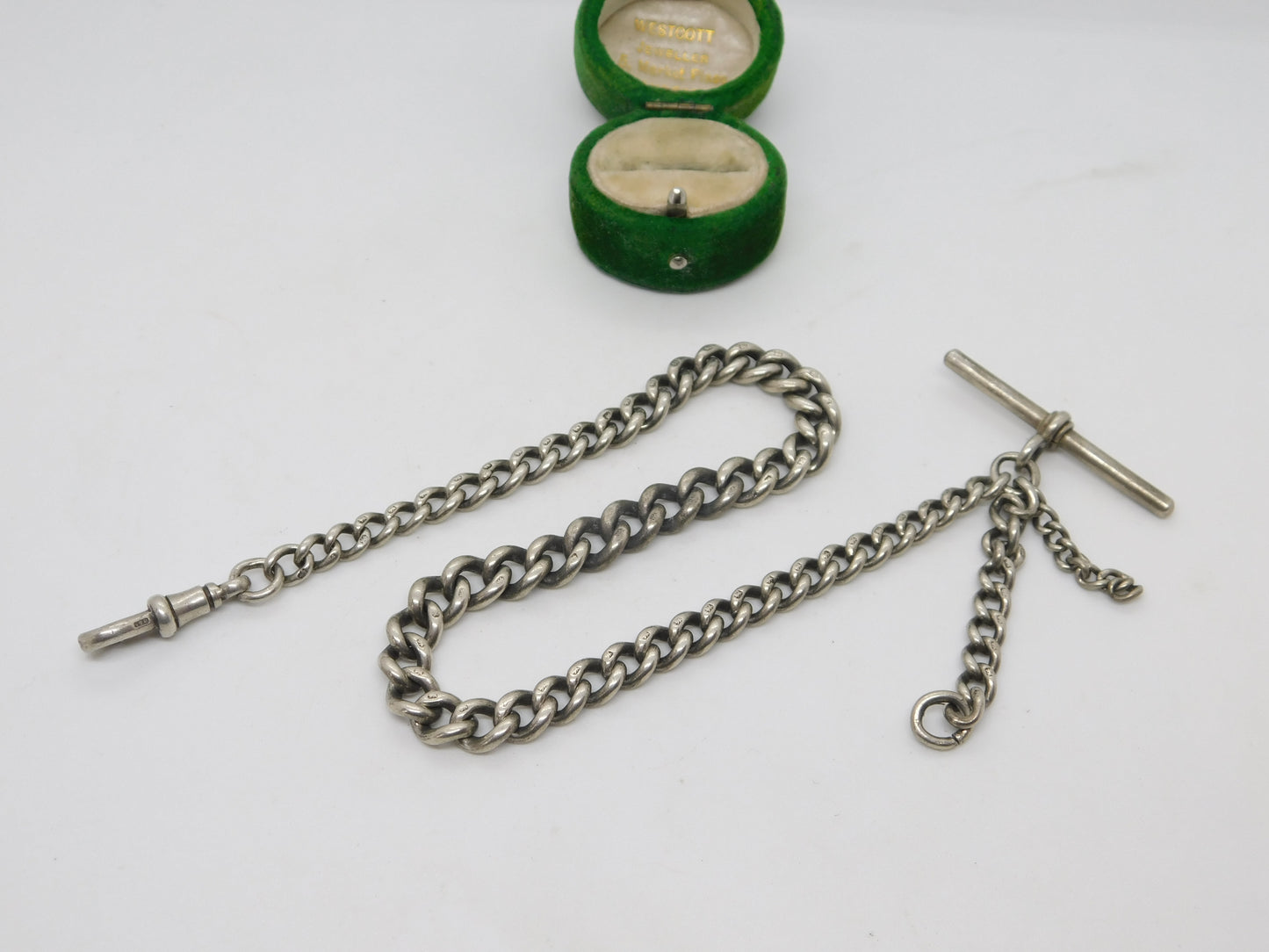 Victorian Sterling Silver Graduating Albert Watch Chain Antique 1898 Birmingham