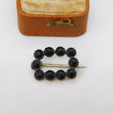 Georgian 9ct Gold Whitby Jet Set Mourning Brooch Antique c1820