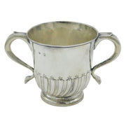 George I Sterling Silver Fluted Porringer Cup Antique 1726 London, Timothy Ley