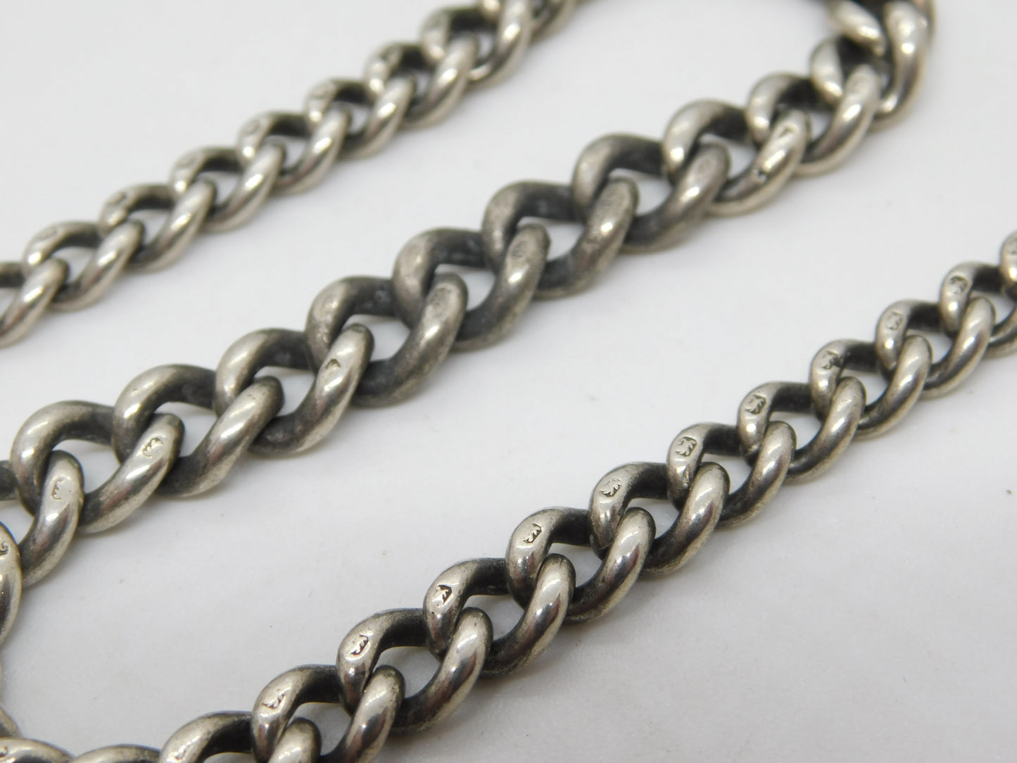 Victorian Sterling Silver Graduating Albert Watch Chain Antique 1898 Birmingham