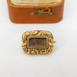 Georgian 15ct Yellow Gold Woven Hair Mourning Brooch Antique c1820