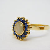 14ct Gold, White Star Sapphire & Blue Sapphire Cluster Ring Vintage c1960
