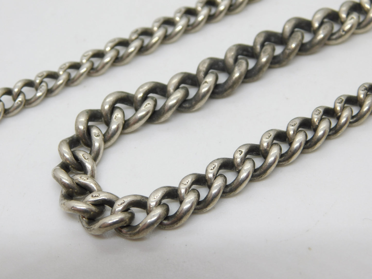 Victorian Sterling Silver Graduating Albert Watch Chain Antique 1898 Birmingham