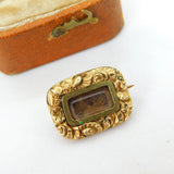 Georgian 15ct Yellow Gold Woven Hair Mourning Brooch Antique c1820