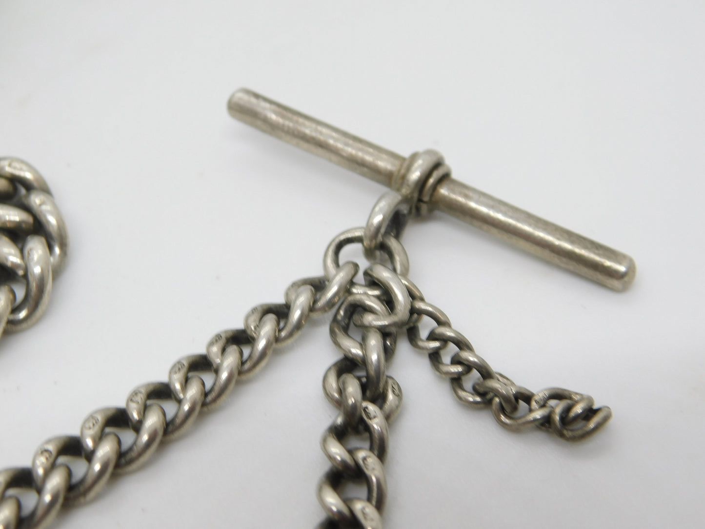 Victorian Sterling Silver Graduating Albert Watch Chain Antique 1898 Birmingham